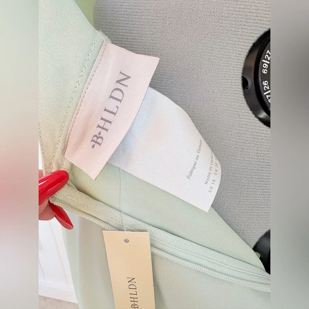 BHLDN Cucumber Green Satin Slip Dress – Size 16 – NWT - Picture 8 of 16